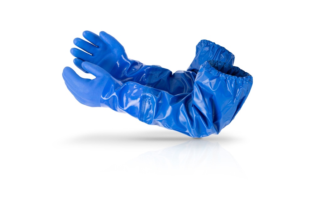 WATERPROOF BLUE PVC GLVOE 70cm FG74