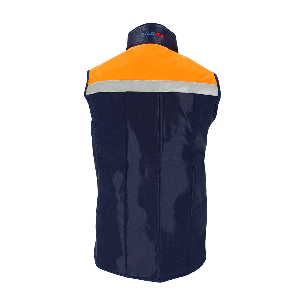 Diepvries bodywarmer Classic, marine/oranje met reflectie