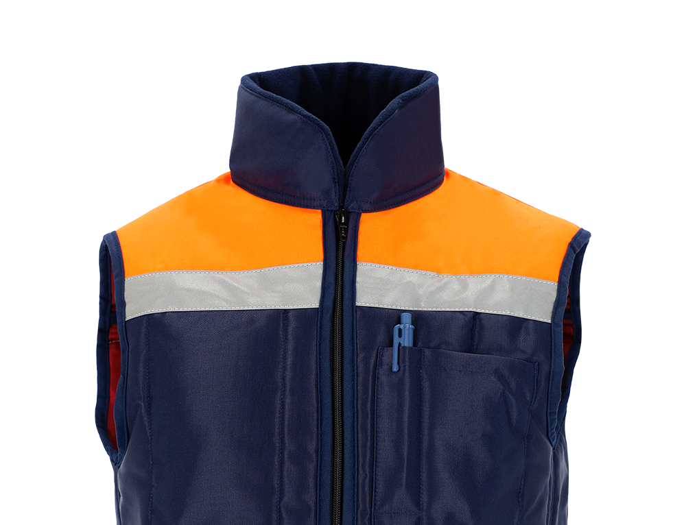 Diepvries bodywarmer Classic, marine/oranje met reflectie