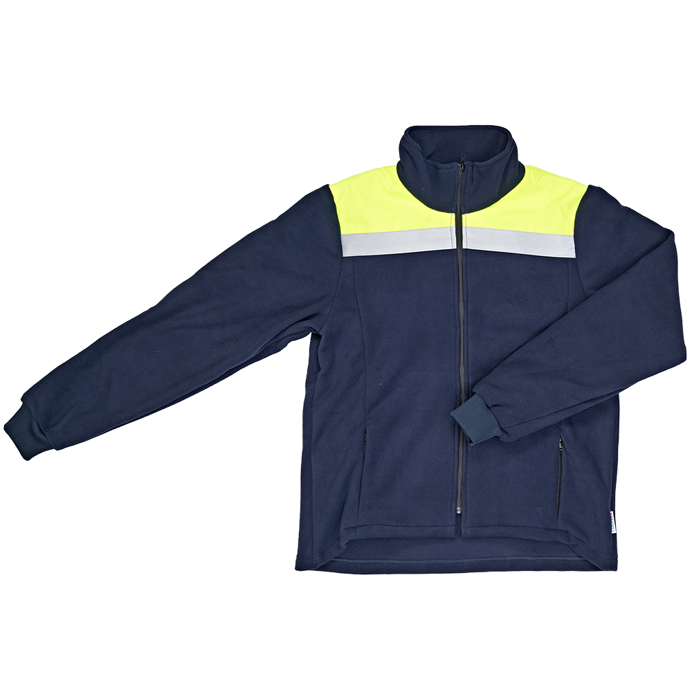 Fleecevest Heren, marine /geel met reflectie