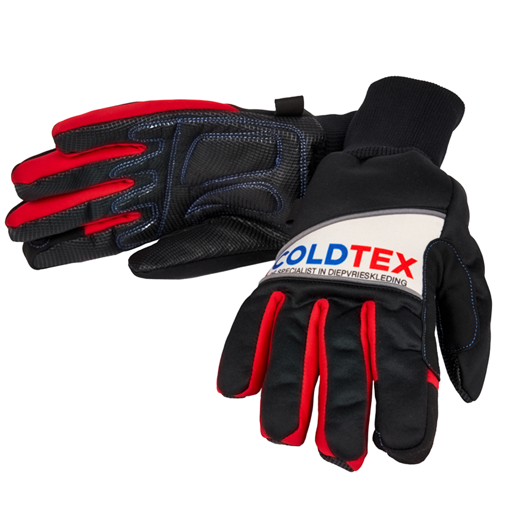 Winter Gloves LECH, softshell, with cuffs and silicon grip, with touch function, black/red